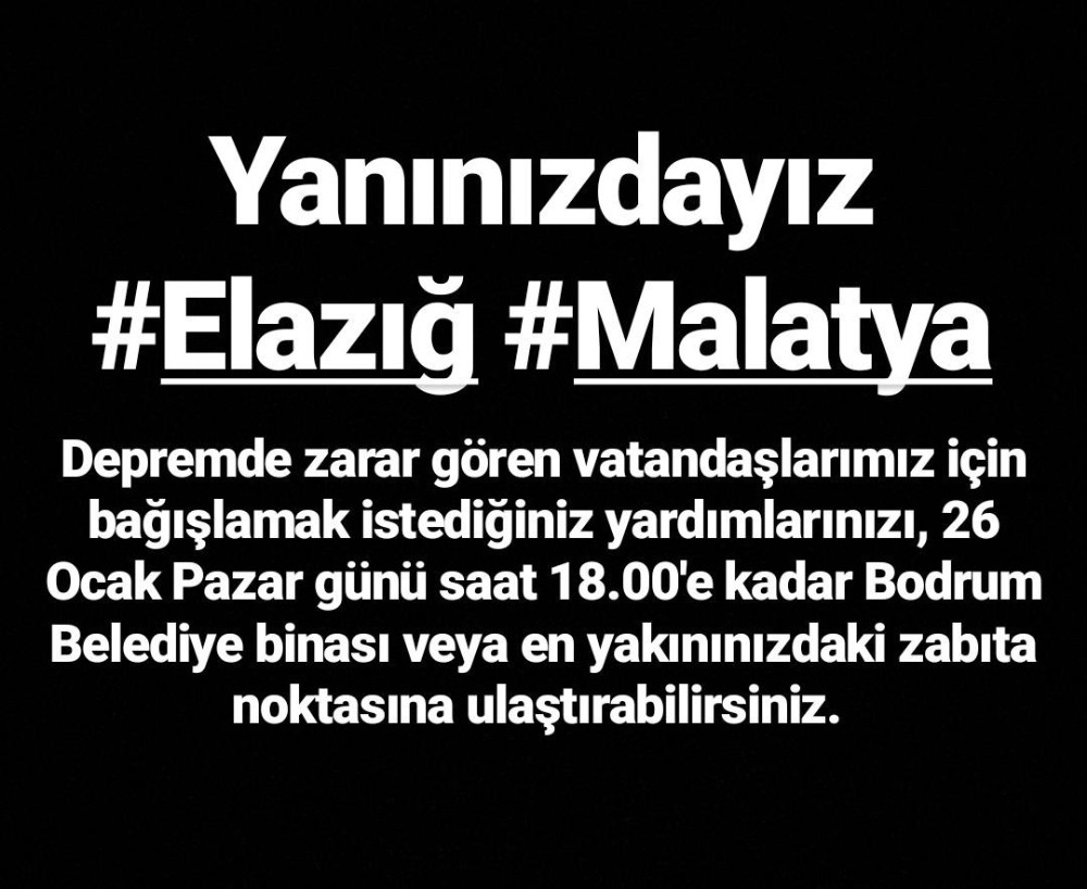 Bodrum Belediyesi Elazığ’a yardım için harekete geçti 