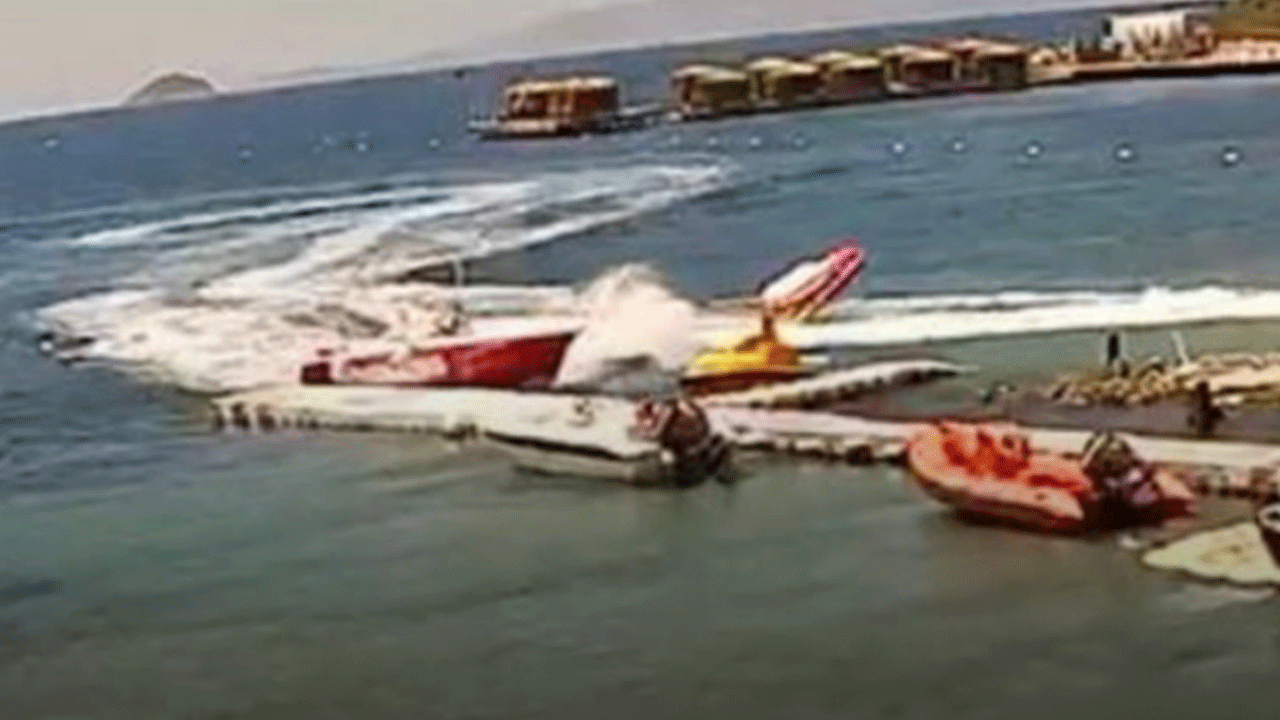Bodrum'da su sporu kazası kamerada! Deniz yatağı sürat teknesine çarptı!