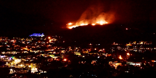 Bodrum'da yerleşim yeri yakınlarında yangın