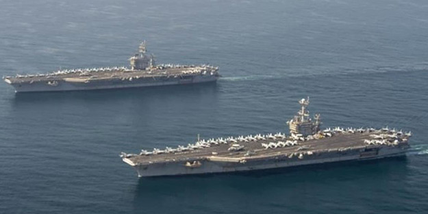 Bölgede harekete geçtiler! ABD iki uçak gemisi ile operasyona başladı