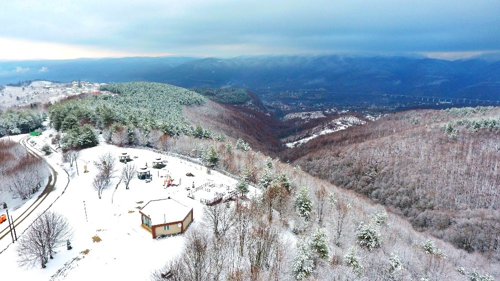 Bolu Dağı kar yağışı sonrası havadan görüntülendi 