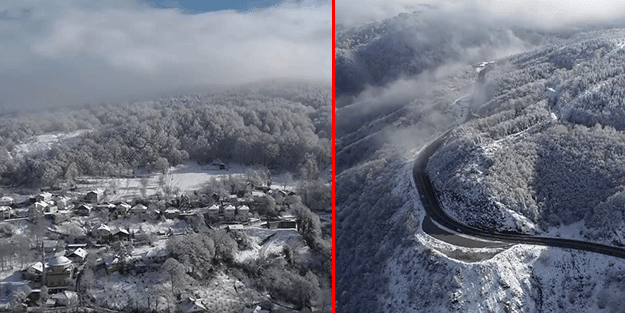 Bolu Dağı'ndaki kar güzelliği görüntülendi