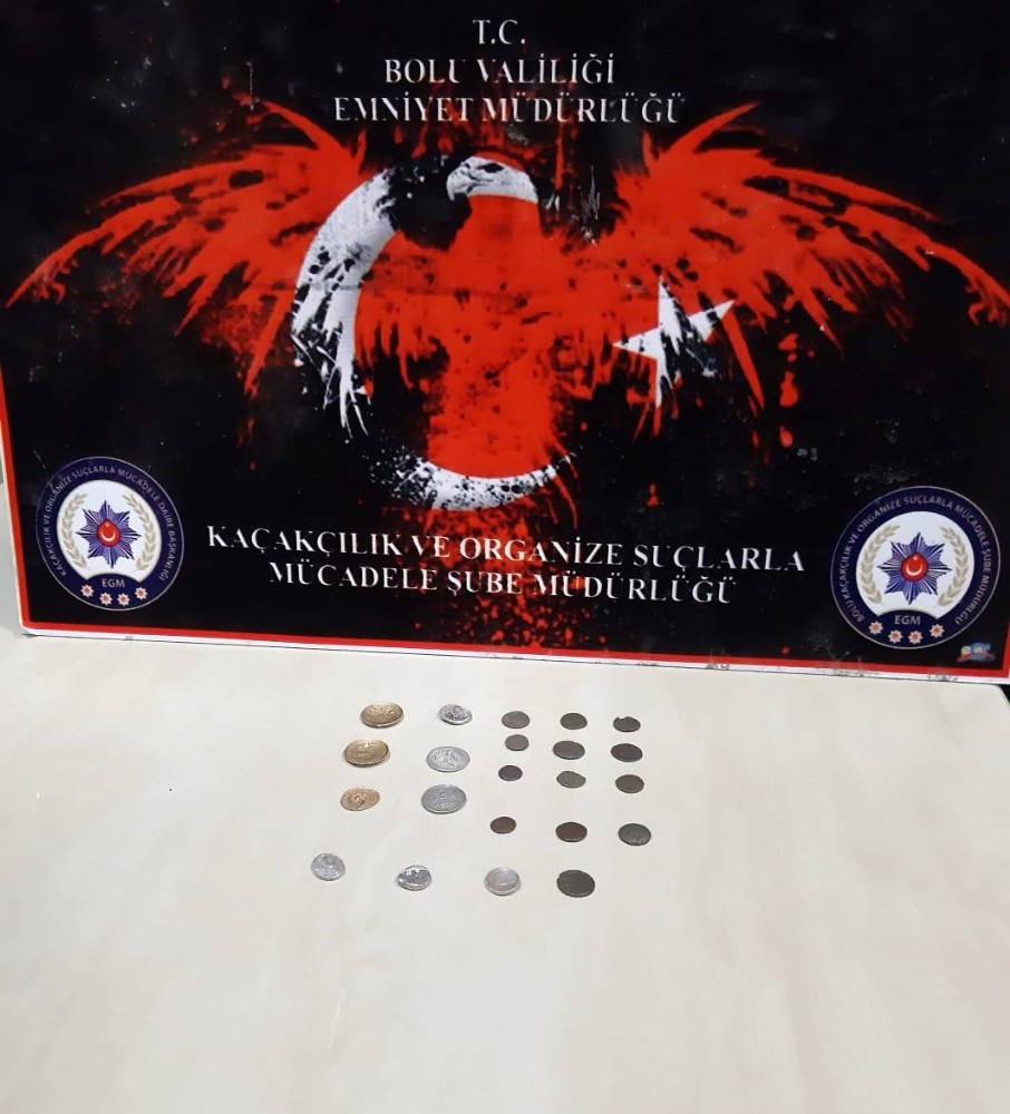 Bolu’da 22 tarihi sikke ile yakalanan şahıs gözaltına alındı 