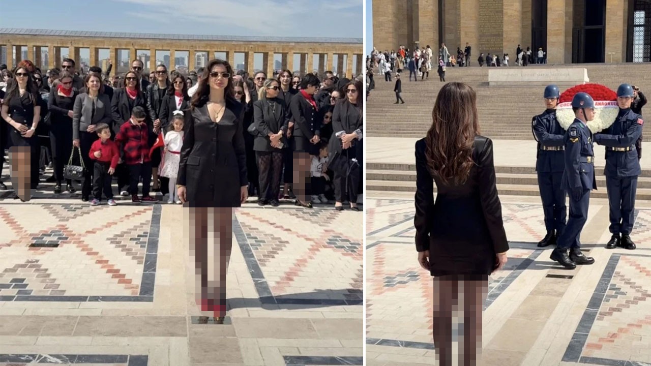 Böyle olur seküler tayfanın kabir ziyareti! Mini eteğiyle Atasına koştu!