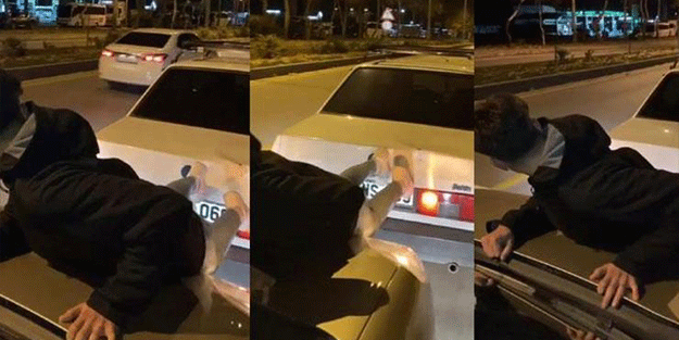 Böyle yol yardımı görülmedi! Yolda kalan aracı ayaklarıyla böyle itti