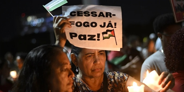 Brezilya'da Filistin'e destek gösterisi