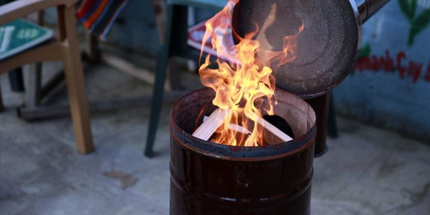 Bu da Rize işi ısıtma sistemi! Müşterileri üşümesin diye bunu yaptı