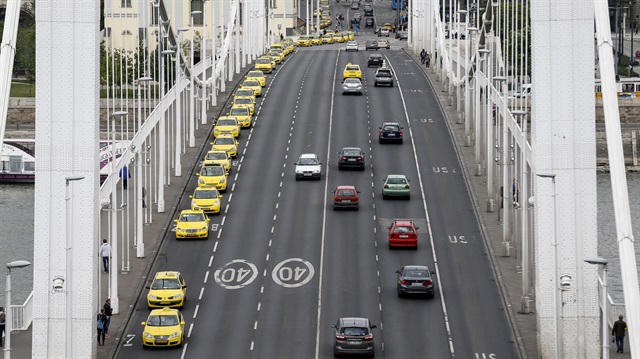 Budapeşte'de Uber protestosu