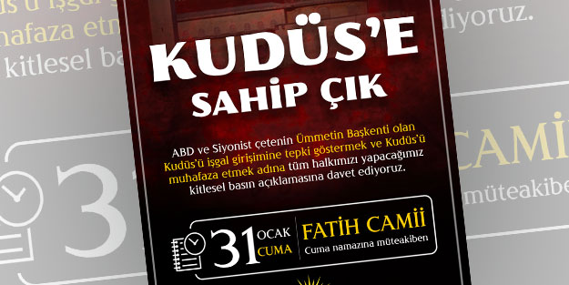 Bugün Kudüs için Fatih Camii'ndeyiz