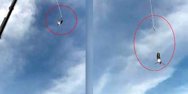 Bungee jumping yaparken 92 metreden kafa üstü çakıldı