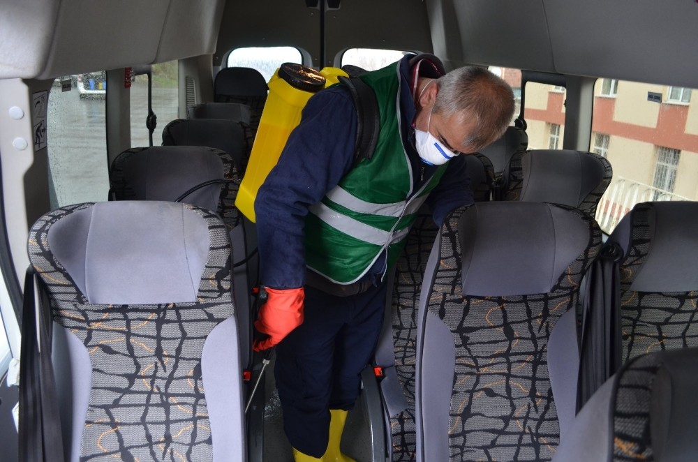 Bünyan’da toplu taşıma araçları dezenfekte edildi 