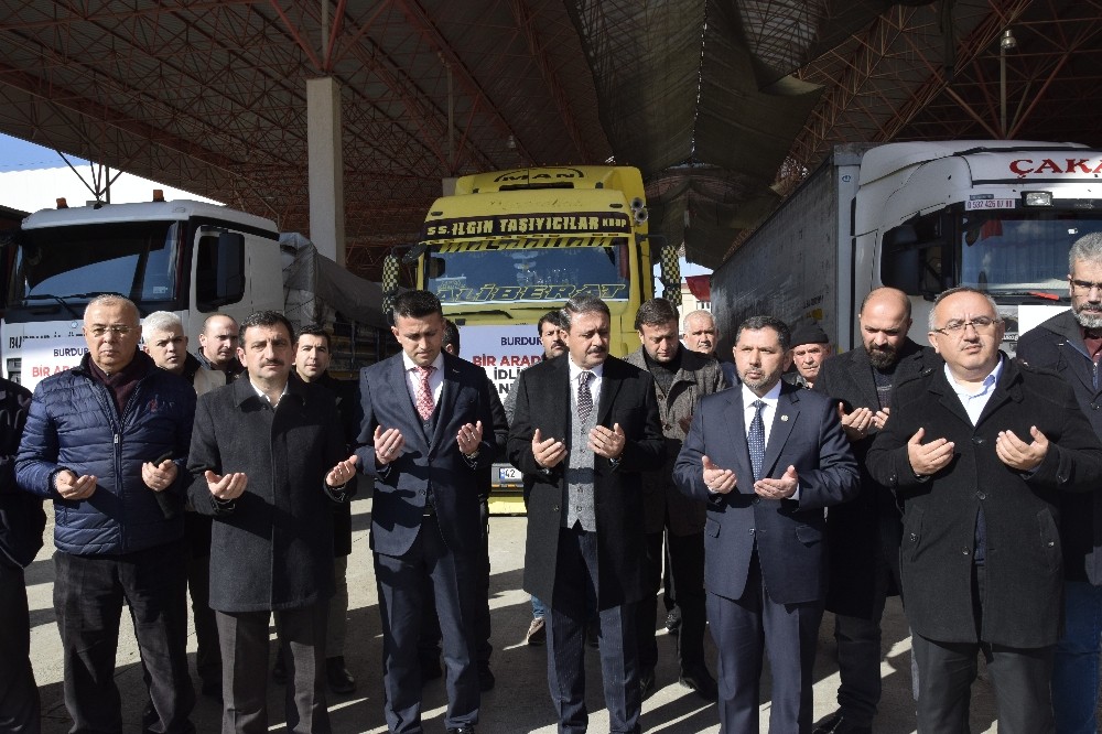 Burdur’dan İdlib’e 5 tır yardım sevkiyatı 
