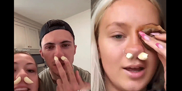 Burnunuza sarımsak sokup beklerseniz bakın oluyor! İnanılmaz görüntüler sosyal medyada infiale neden oldu