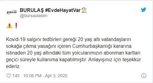Bursa’da 20 yaş altı gençlerin toplu ulaşım kartları iptal edildi 