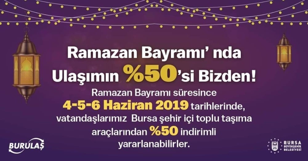 Bursa’da bayramda ulaşıma yüzde 50 indirim 