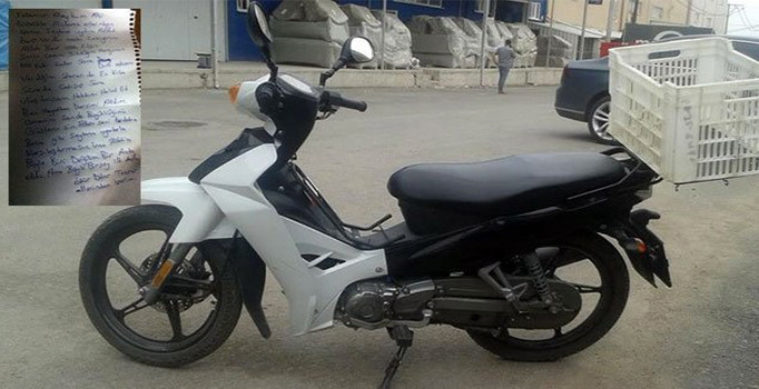 Bursa'da çaldığı motosikleti pişman olup geri bıraktı