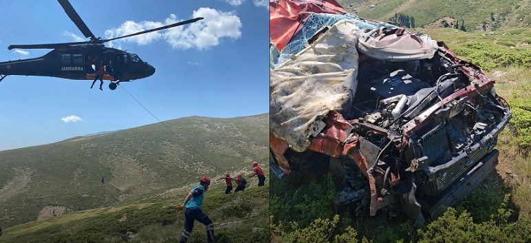 Bursa'da off-road sırasında uçurumdan yuvarlanan 2 kişi helikopterle kurtarıldı