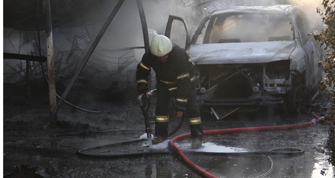 Bursa'da oto tamirci dükkanında yangın çıktı