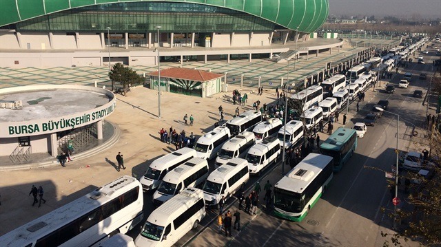 Bursaspor taraftarı 40 otobüsle yola çıktı