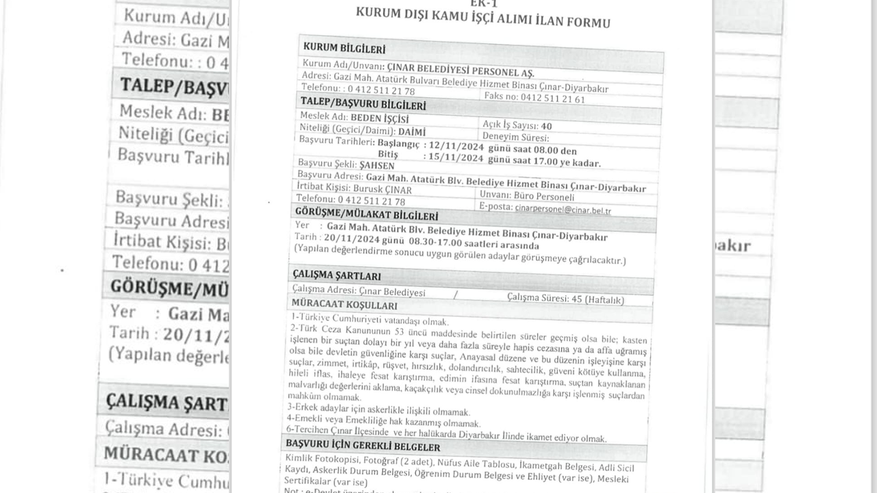 "Bütçe yetersiz " diyerek işçi kıyımı yapan DEM'li belediyeler işçi alımına doymuyor!