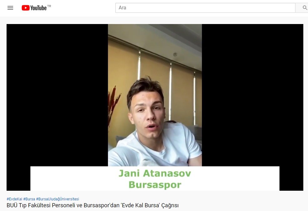 BUÜ Tıp Fakültesi ve Bursasporlu futbolculardan #EvdeKalBursa videosu 