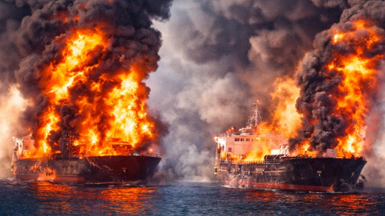 Büyük saldırı! Petrol tankerleri cayır cayır yanıyor!