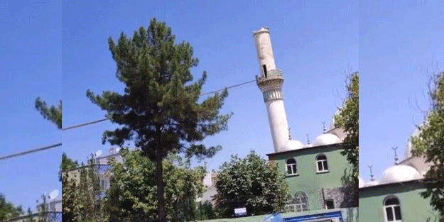 Cami minaresi böyle yıkıldı
