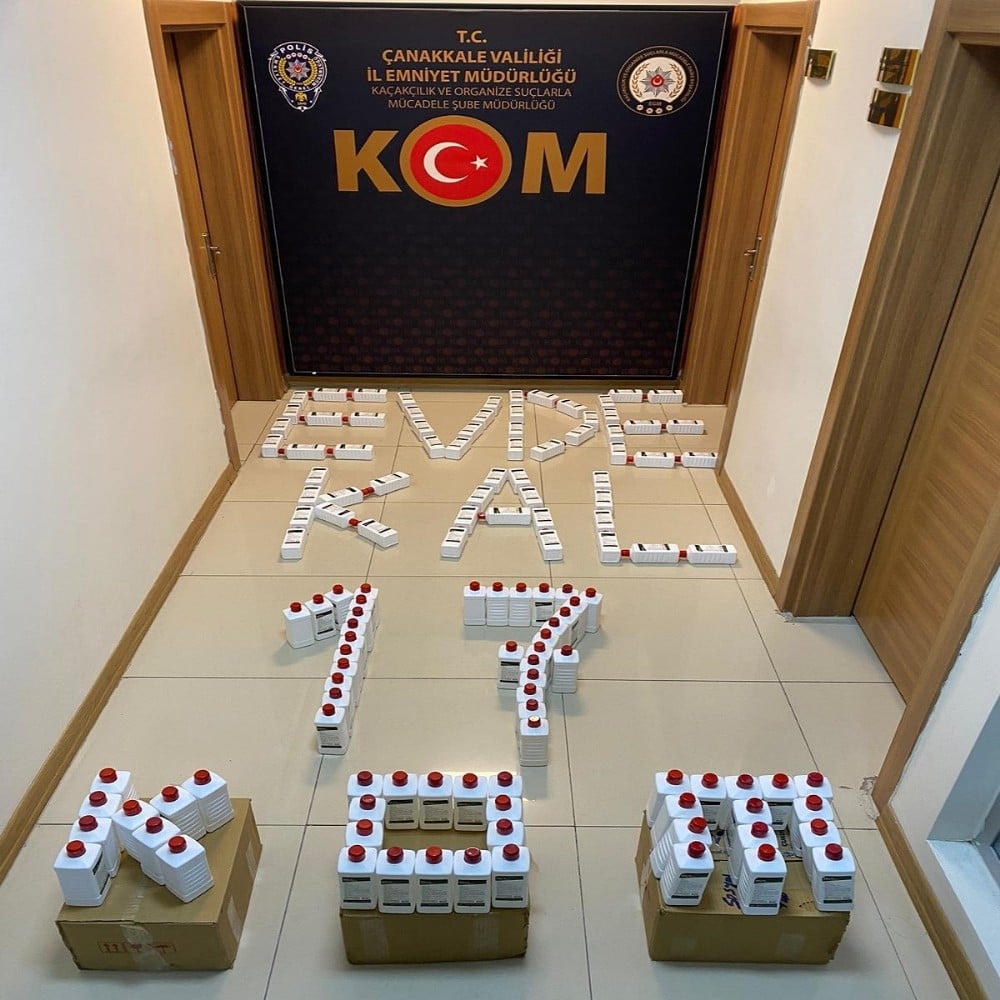 Çanakkale’de 155 adet sahte dezenfektan ele geçirildi 
