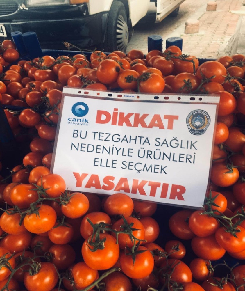 Canik’te pazar yerlerinde “elle seçme” denetimi 
