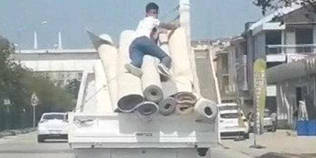 Canını hiçe sayan gencin tehlikeli yolculuğu kamerada!