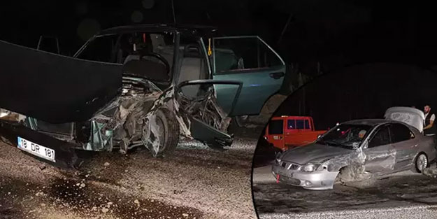 Çankırı'da iki otomobil kafa kafaya çarpıştı