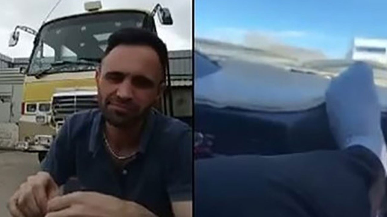 Canlı yayın yaparken kamyonetin altına girdiler