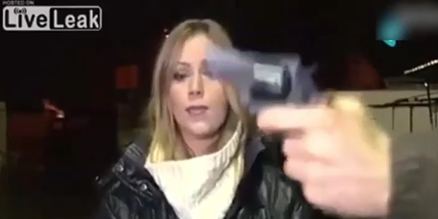 Canlı yayında silah şoku