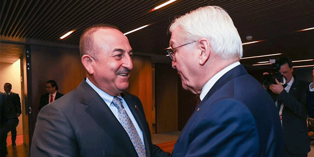 Çavuşoğlu, Almanya Cumhurbaşkanı Steinmeier ile bir araya geldi