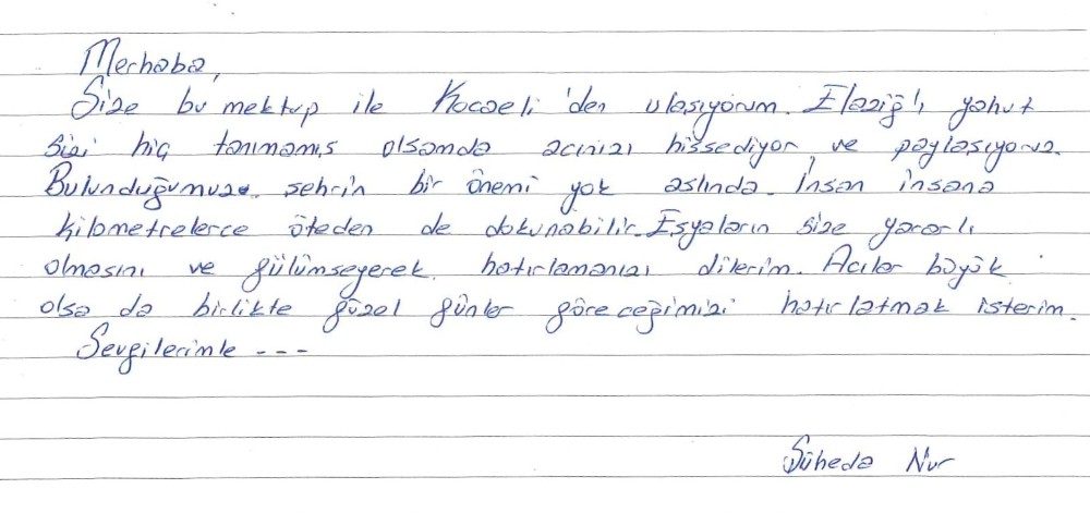 Çayırova’nın yardım paketlerinden çıkan mektuplar duygulandırdı 