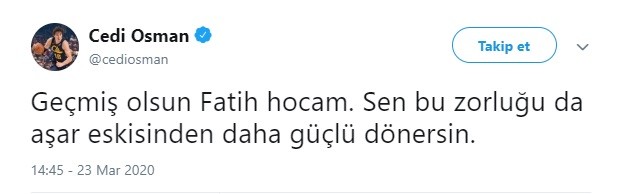 Cedi Osman’dan Fatih Terim’e geçmiş olsun mesajı 