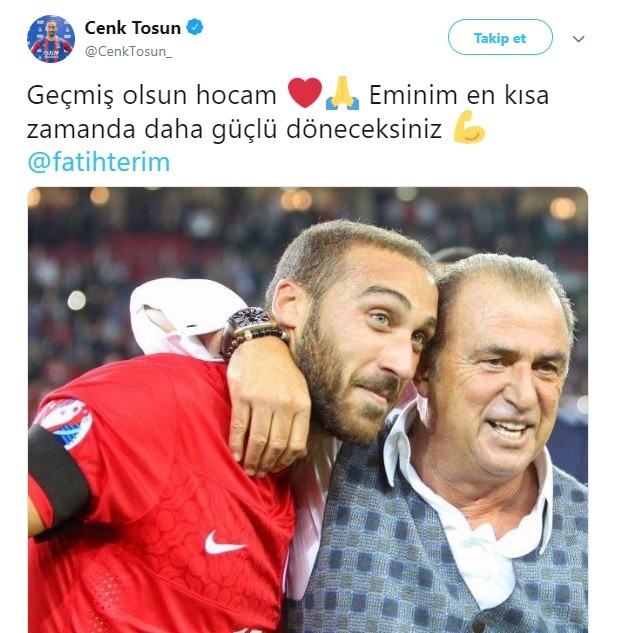 Cenk Tosun’dan Fatih Terim’e geçmiş olsun mesajı 