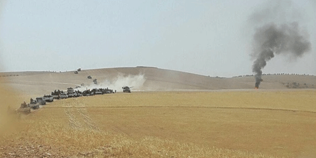Cerablus'un güneyinde YPG ile ÖSO arasında top atışı