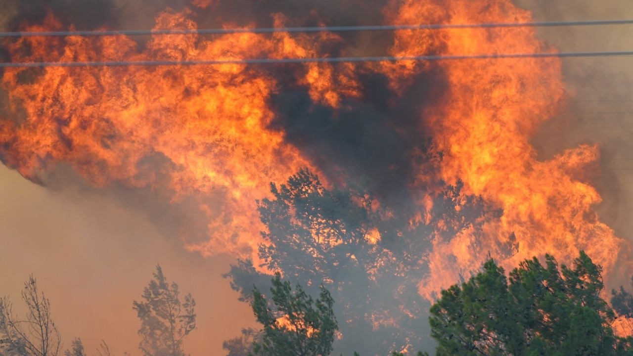 Çeşme’de ziraat alanında başlayıp ormana sıçrayan yangın yerleşim alanlarını tehdit etti