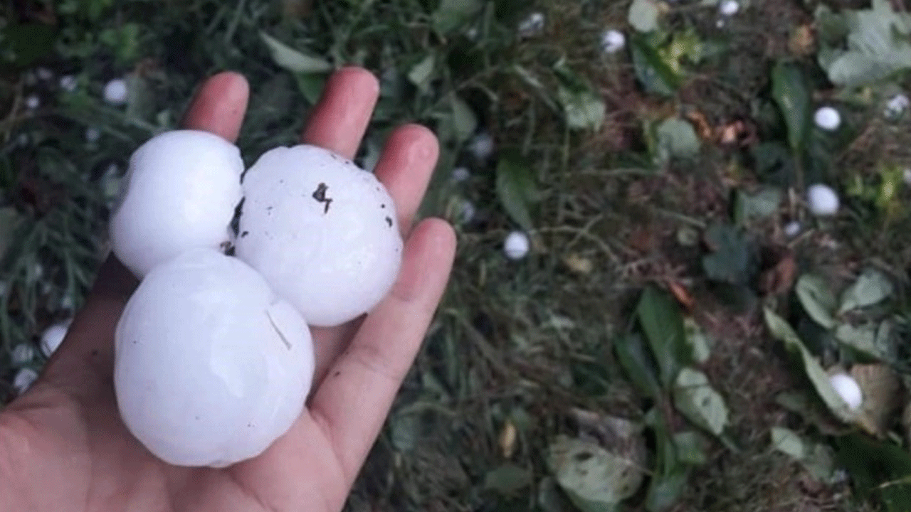 Ceviz büyüklüğünde dolu sürprizi