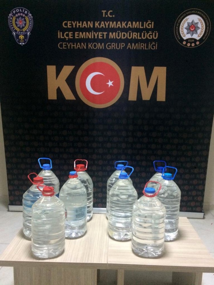Ceyhan’da 50 litre kaçak alkol ele geçirildi 