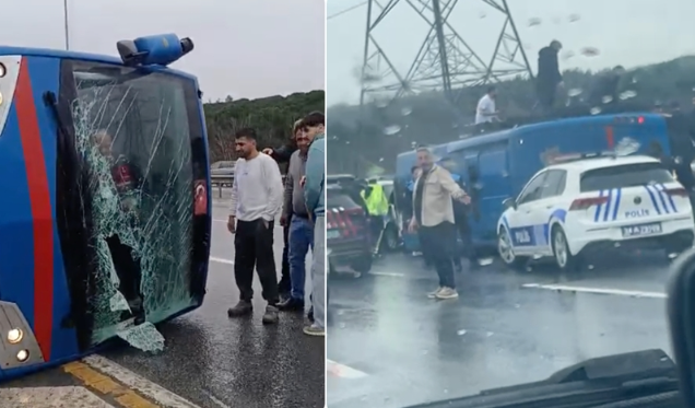 Cezaevi aracı devrildi, 19 yaralı