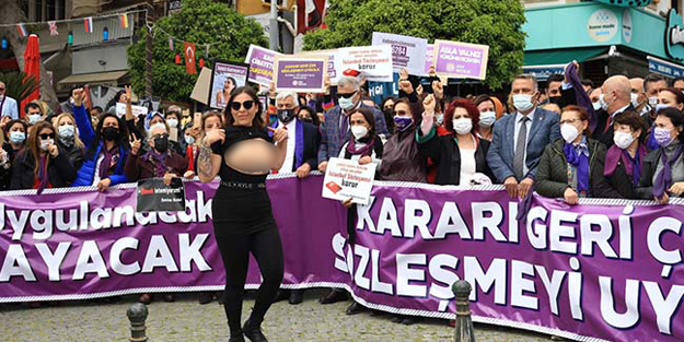 CHP ve İYİ Parti'nin İstanbul Sözleşmesi protestosunda ahlaksızlık!