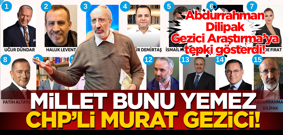 CHP yandaşı Gezici Araştırma sözde anket yaptı! Dilipak’ı da 15’inci sıraya koydular… Dilipak Gezici’ye tepki gösterdi!