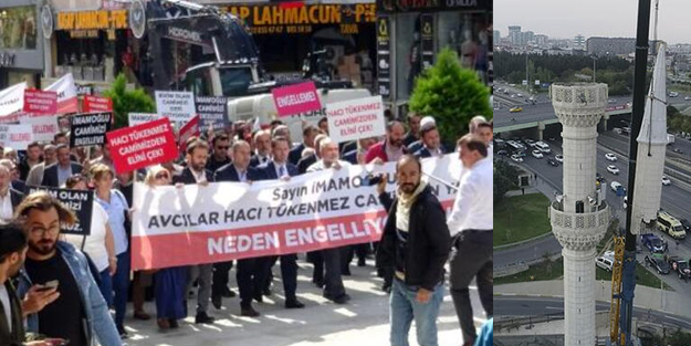 CHP'li Avcılar'da yıkıldıktan sonra yapımına başlanmayan cami için yürüyüş yapıldı