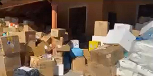 CHP'li başkanın babasının evinden tonlarca yardım malzemesi çıktı