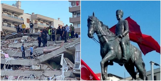 CHP'li belediye, enkazın üzerine heykel dikti! Tepki çekti