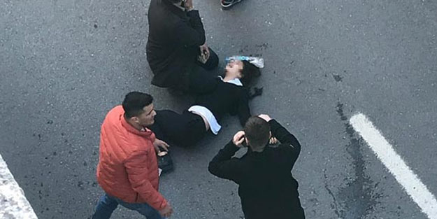 Çığlıklarına koştular! 10 metreden asfalta çakıldı