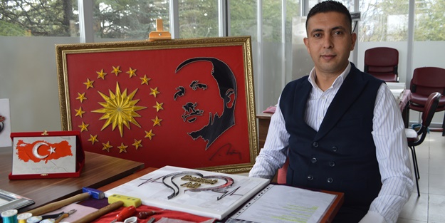 Çivi ve tellerle ahşabı sanata dönüştürüyor