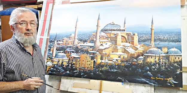 Çizdiği Ayasofya resmini Erdoğan’a hediye etmek istiyor